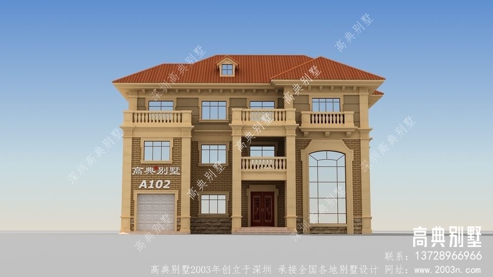 欧式自营住宅别墅设计图，拥有大露台+客厅的空心