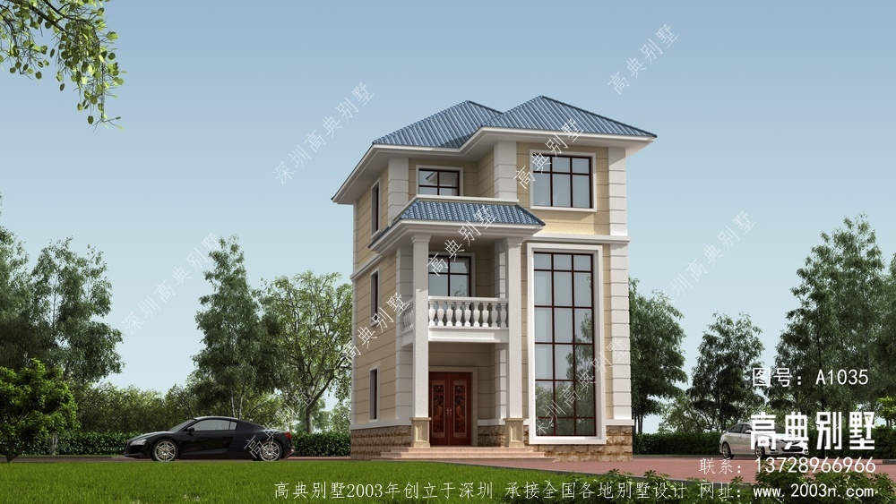 新农村自建小户型欧式风格三层别墅设计图纸
