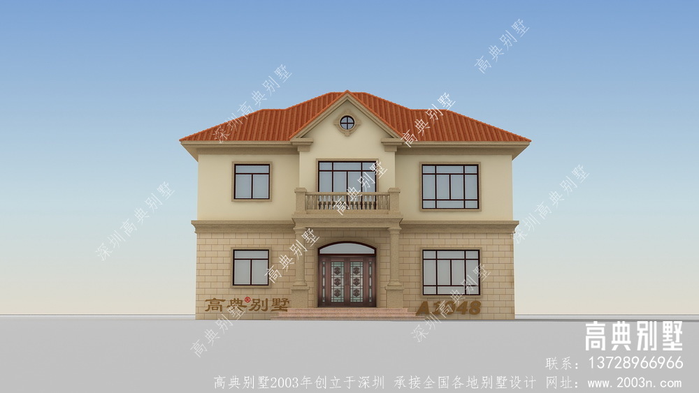 乡村新型欧式两层别墅外观设计效果图