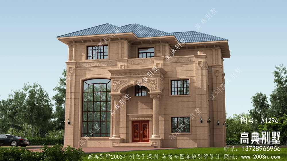 洋气别墅设计图为三层户型，外观大气