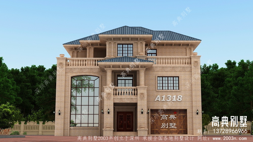高贵三层欧式石材别墅自建设计图