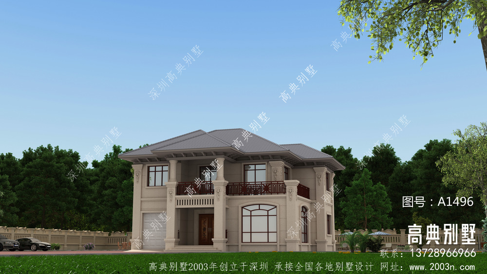 实用的乡村别墅两层大气，不高就两层一家够住，建完邻居们都来仿建