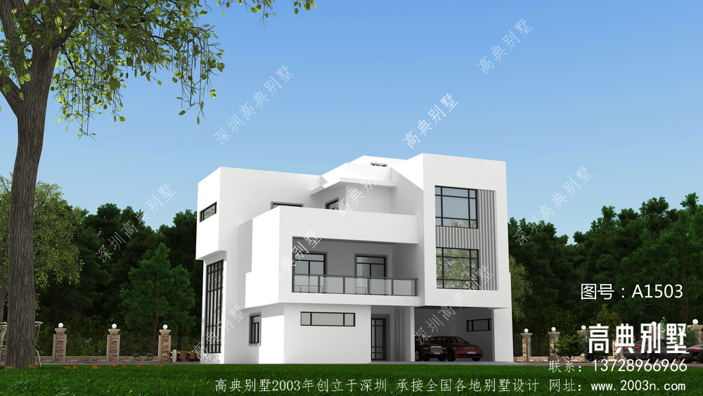 简约现代风平屋顶三层自建别墅，耐用实用有钱就造它