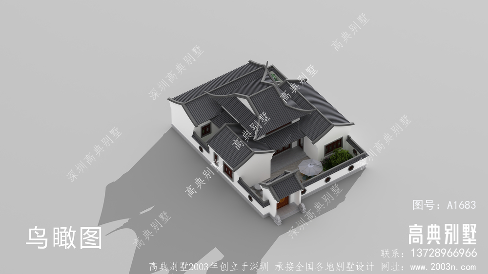 实用性强的一层中式风格带庭院小别墅
