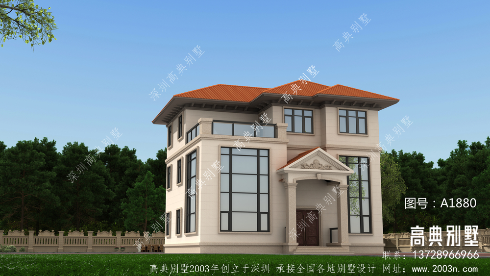 新两层半乡村别墅设计图纸，完整自建房屋施工图纸，符合公众的审美观