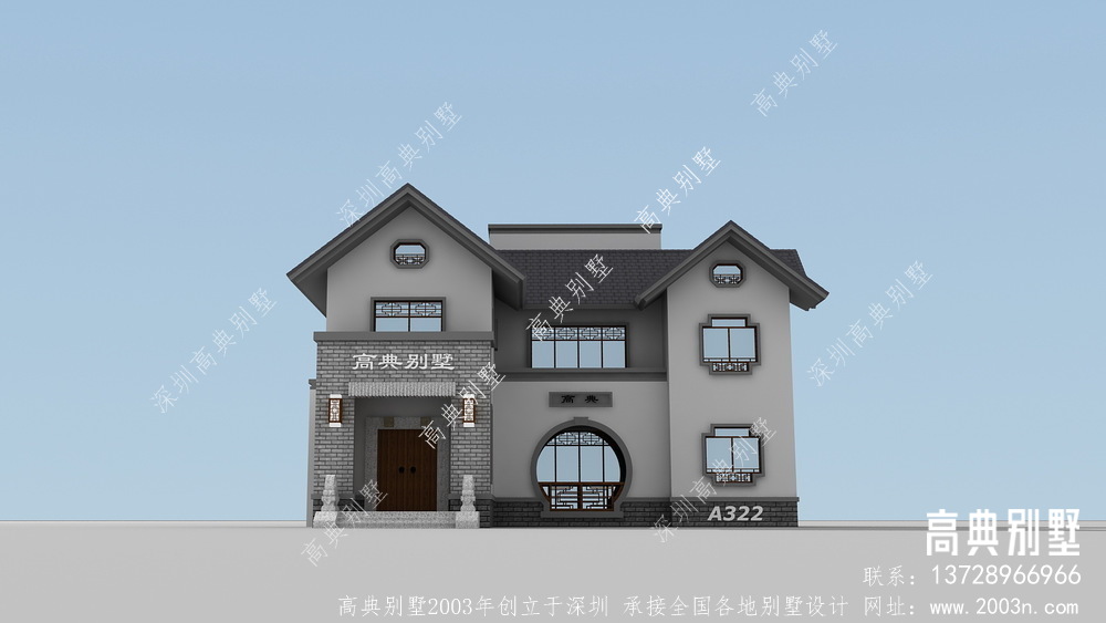 有质感有韵味的两层中式别墅