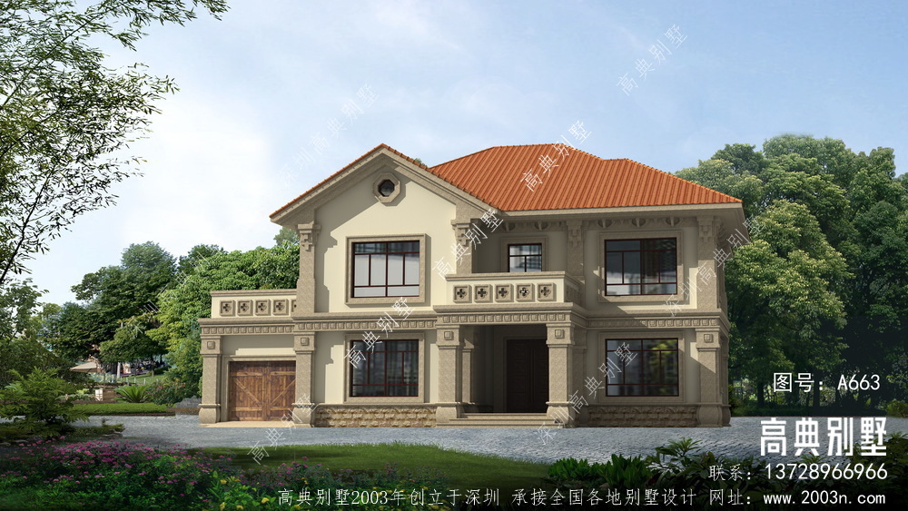 二层农村别墅设计图，外观时尚，户型美观