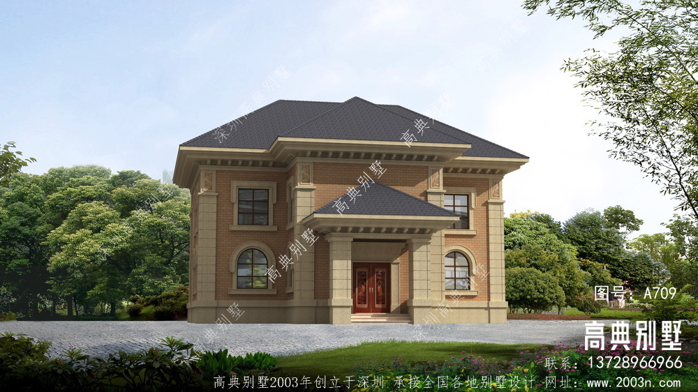 欧式两层别墅设计效果图，经济美观
