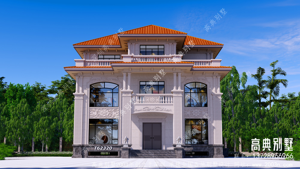 乡村房屋欧式新中式带水电全套施工效果图