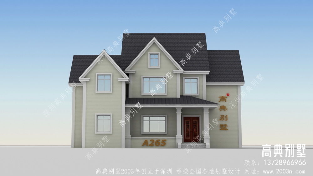 庄重有质感的美式风格二层别墅设计图