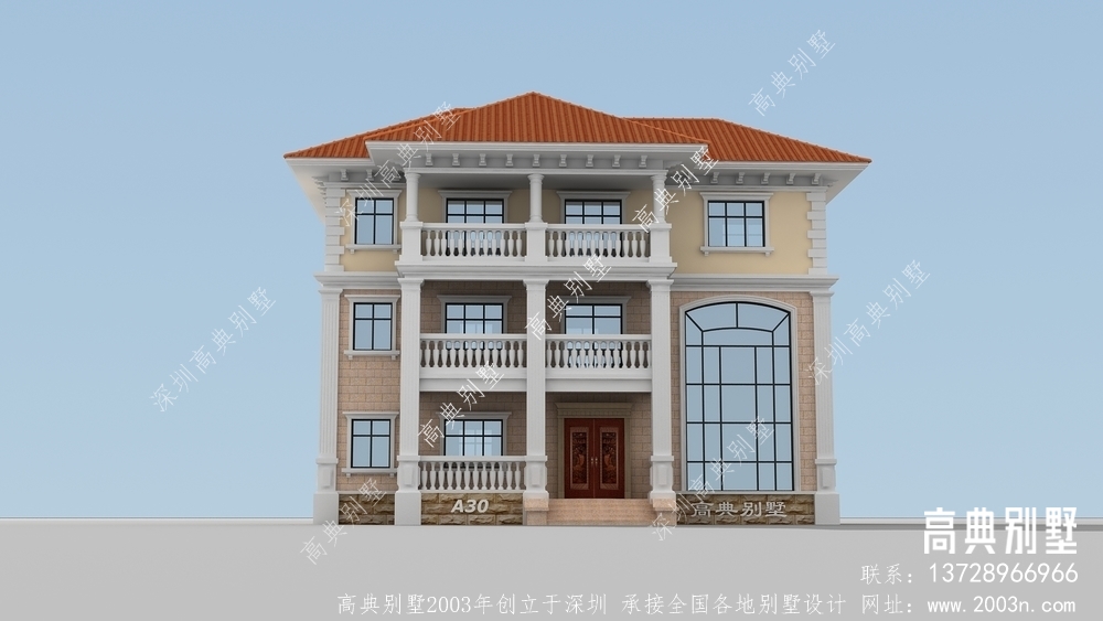 农村欧式风格三层复式别墅设计图纸大全