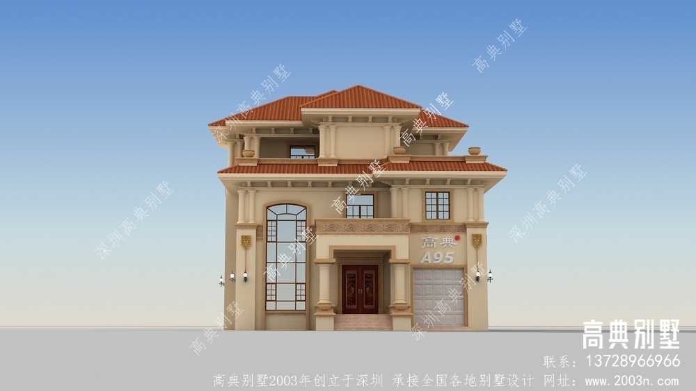 欧式三层农村建别墅设计图，房间形状非常漂亮