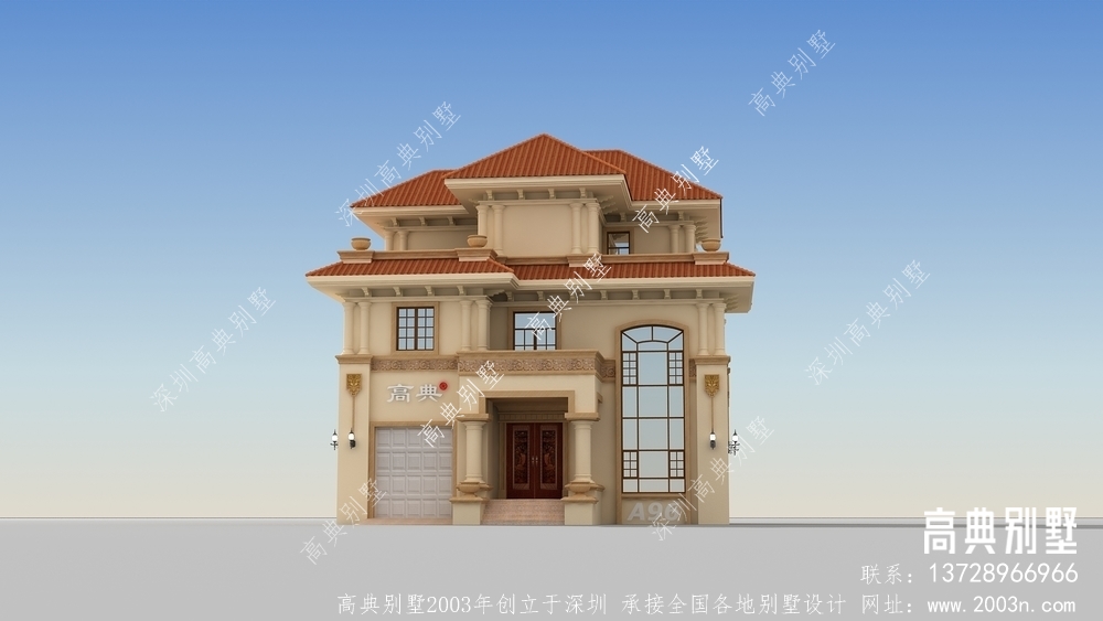 独幢乡村三层欧式古典自建别墅设计图