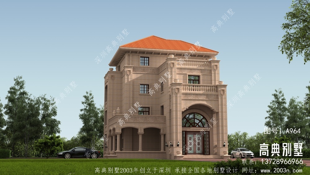 四层意大利风格石材别墅效果图