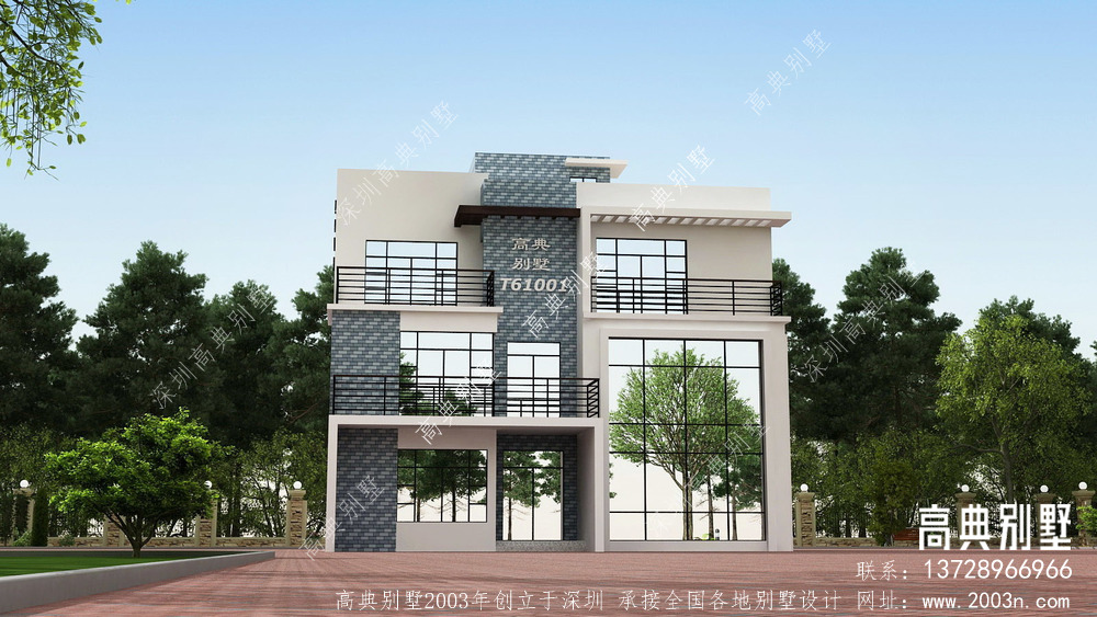 在室内一眼望去都是风景，主体以飘窗设计的现代三层别墅