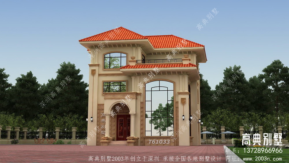 欧式三层优雅复式别墅设计图纸及效果图