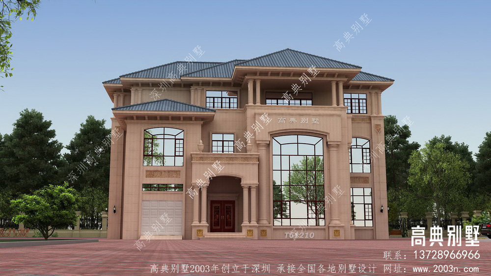 三层意大利风格石材别墅效果图