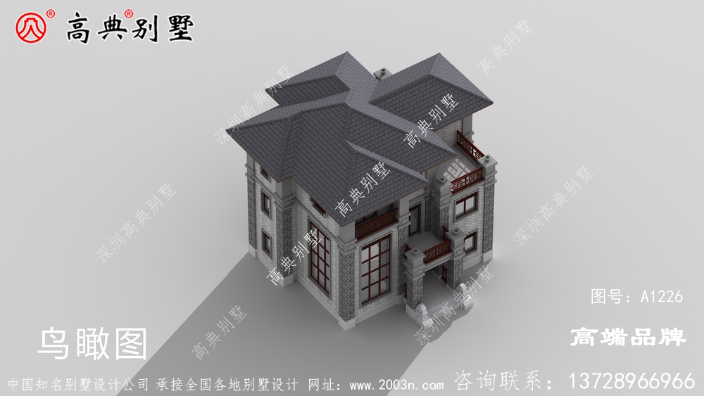 别墅外观中式效果图凸显别墅的不俗质感
