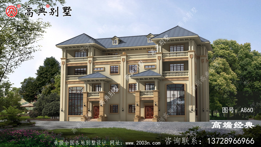 双拼别墅方案，清新典雅
