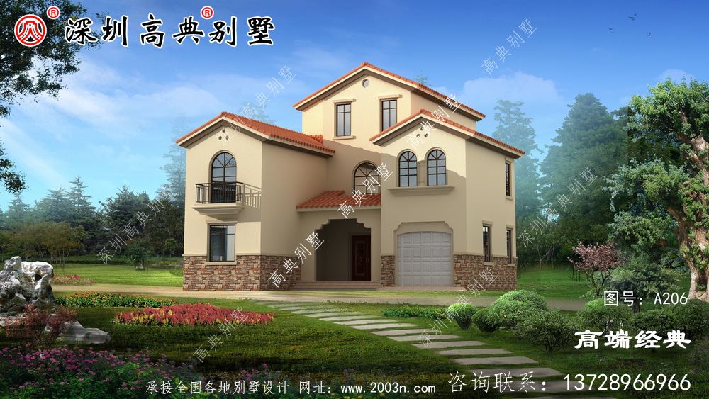 农村二楼半自营住宅照片，户型合理实用，适合农村建设。