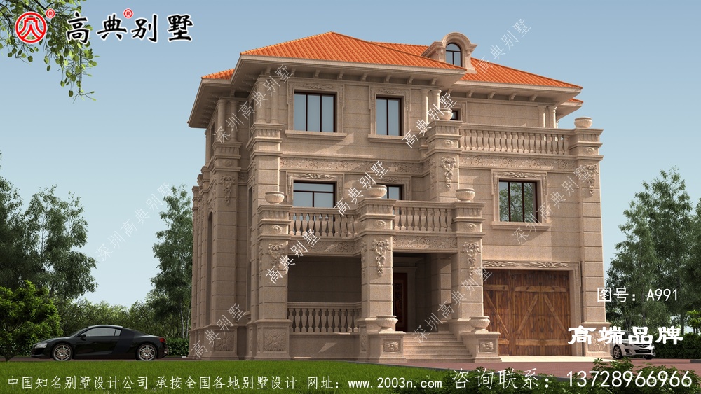 外观简单颜色组合非常古典，这种别墅装饰不多又大方