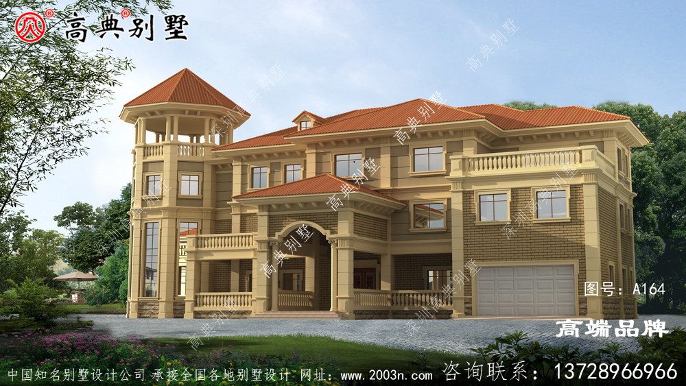 农村二层半自建欧式别墅设计图纸，户型合理实用，适合农村建造